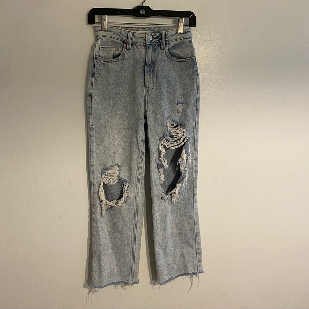 PacSun Light Blue Distressed Straight Leg Jeans